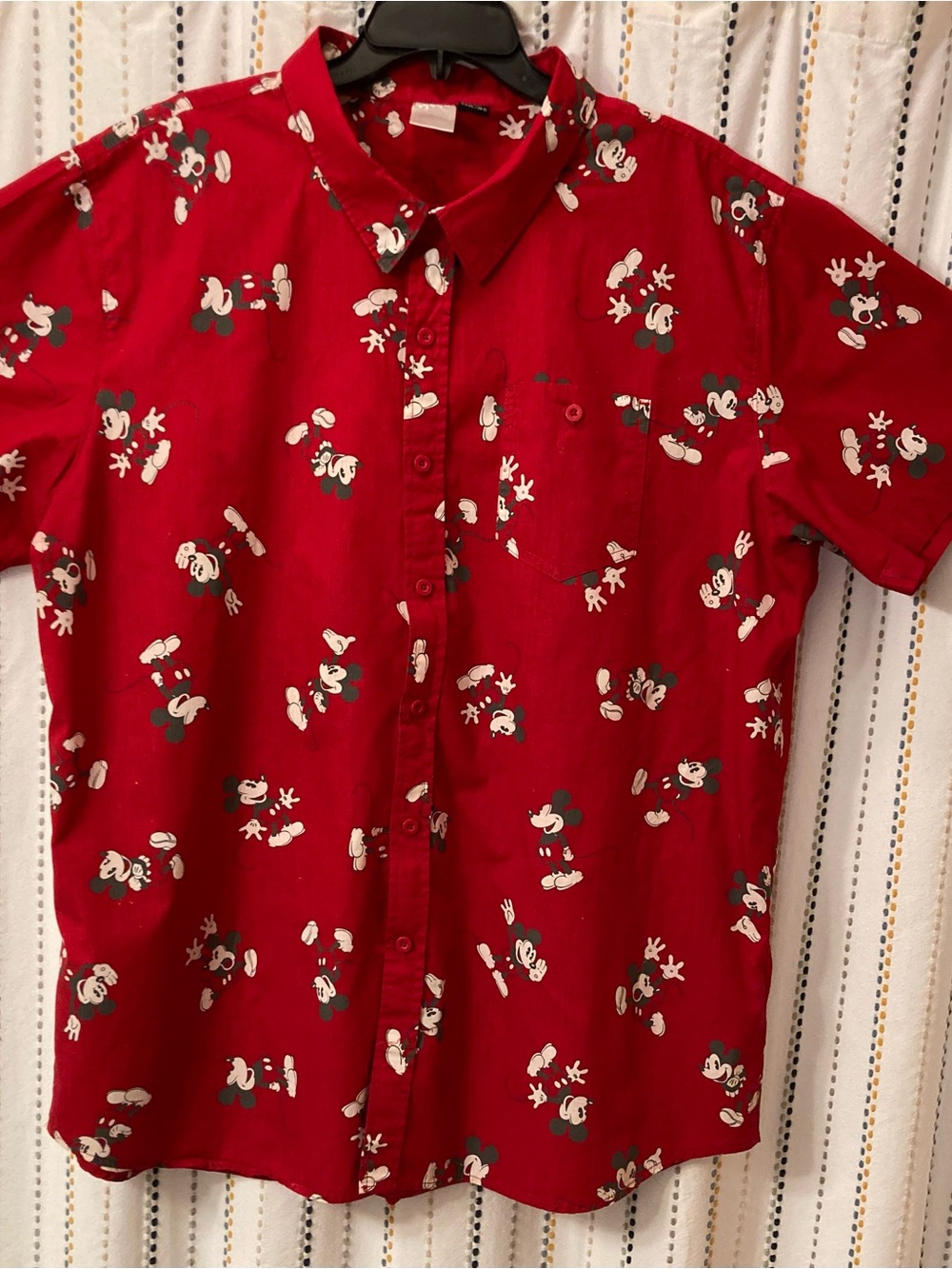 Disney Red Short-Sleeve Button-Down Shirt with Mickey Mouse Print 3X